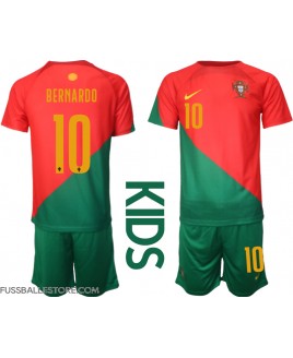 Günstige Portugal Bernardo Silva #10 Heimtrikotsatz Kinder WM 2022 Kurzarm (+ Kurze Hosen)